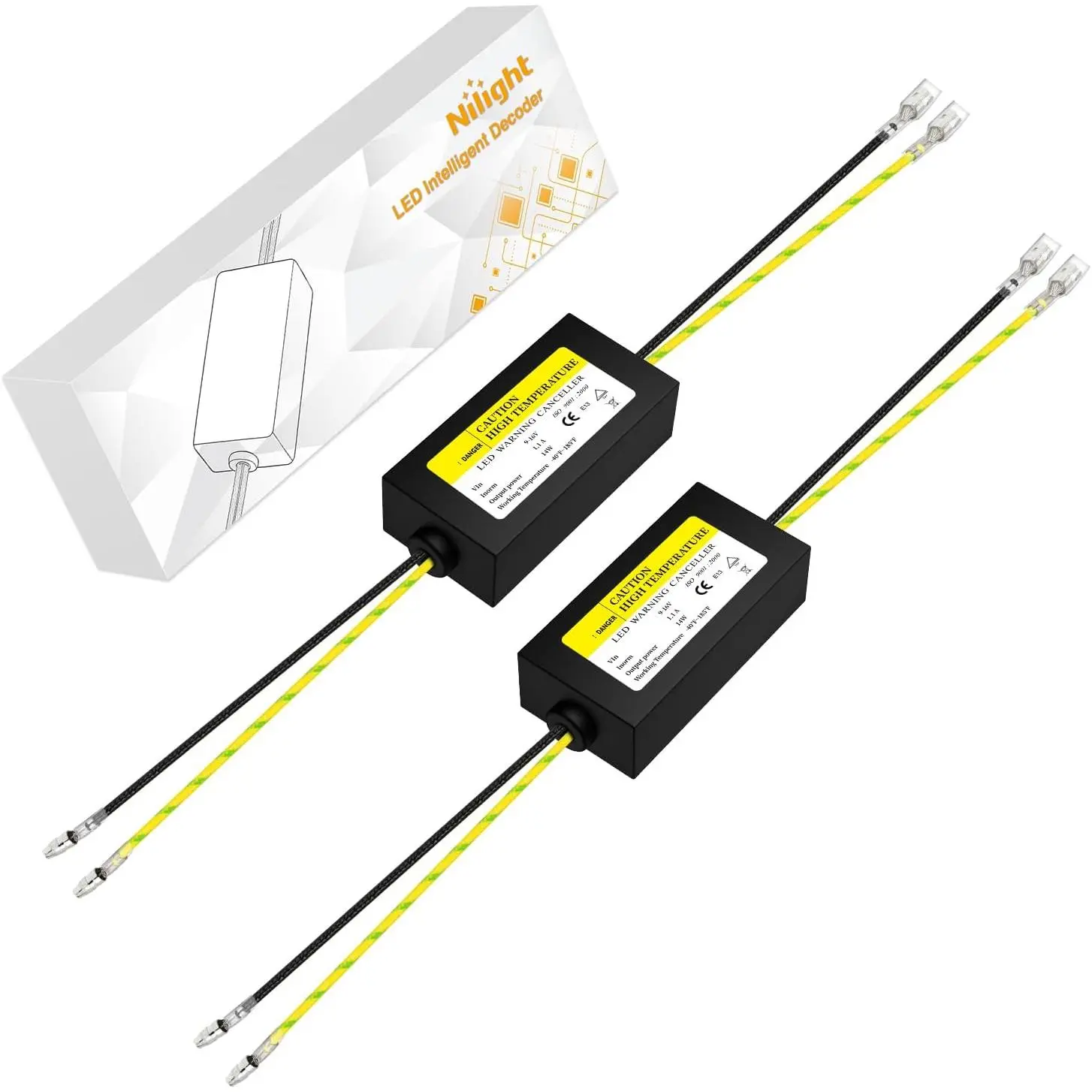 Nilight Motorcycle LED CANbus Decoder, 14W Anti-Flickering Harness Load Resistor Turn Signal Error Canceller, Pack of 2