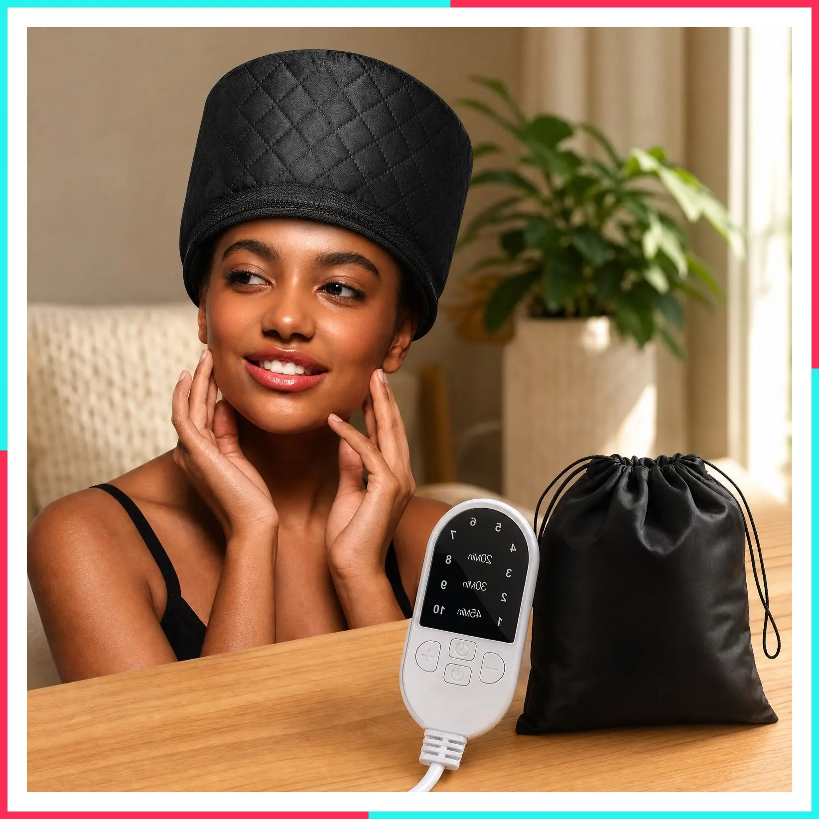 10-Level Heat Cap for Deep Conditioning: Fast Heating, 3 Time Settings, Thermal Steam Cap for Natural Hair, Portable Heating Cap for Black Hair Home Use