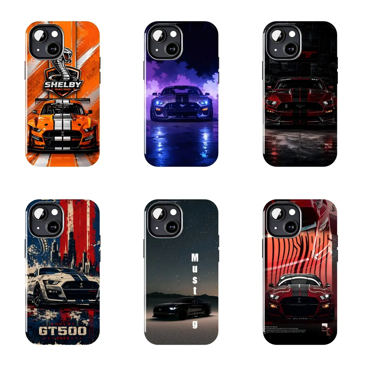Multi Color Mustang GT500 Gamer Phone Case  Suitable for iPhone 17-11 Pro Max/Plus and  Samsung Galaxy S23-25