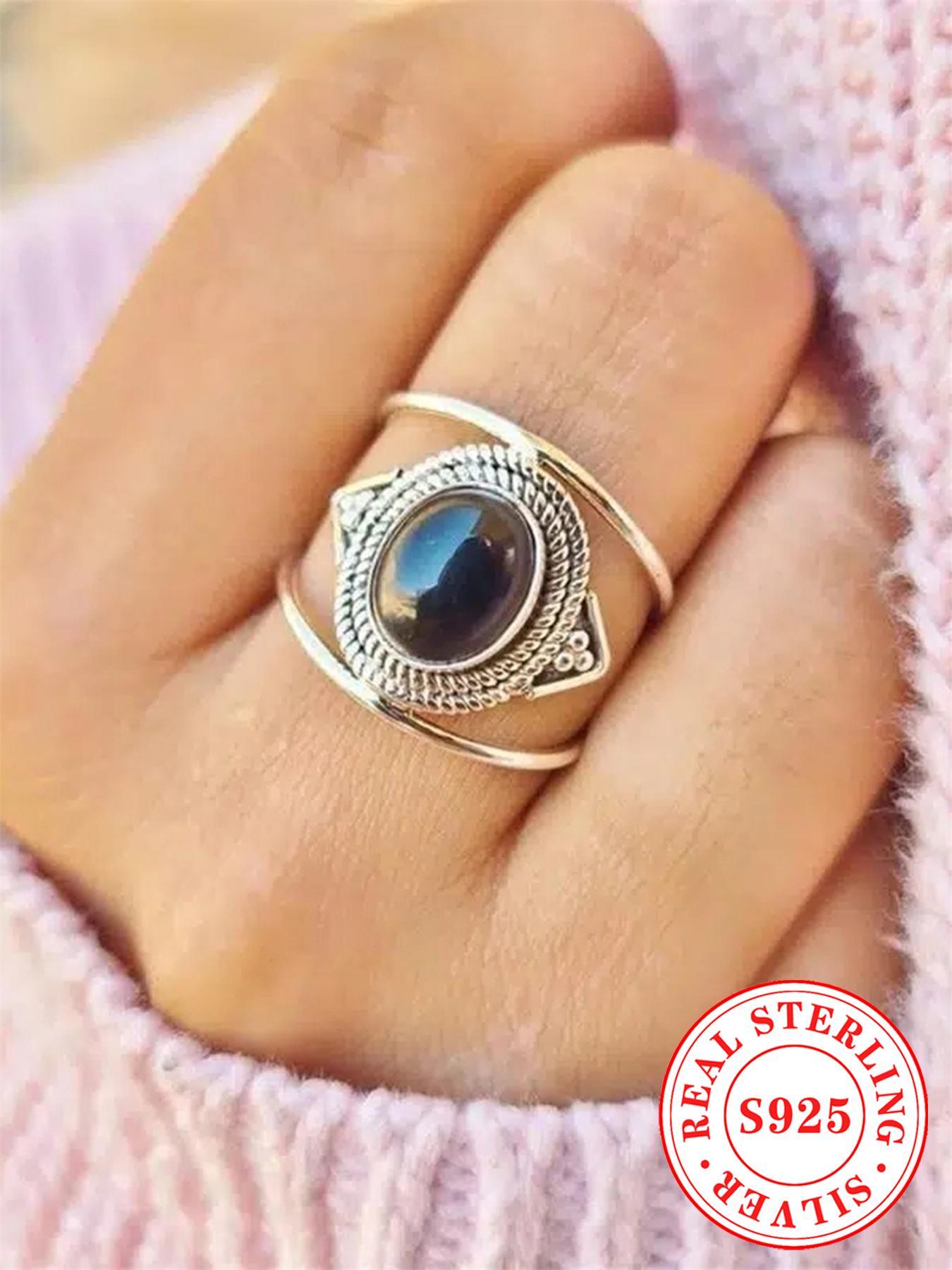 S925 Sterling Silver Vintage, Fashion Accessories for Women & Girls, Trendy All-match & Exquisite Jewelry Elegant Ring for Birthday Gift Wedding Ring