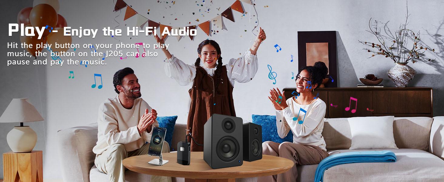 Advanced Bluetooth 5.4 Receiver for Home Stereo, Wireless Audio Adapter for Wired Speaker Car Stereo Music Streaming with 3.5mm RCA Jack, 20 Hours Playtime, Easy to Slide ON/Off, Multi-Point