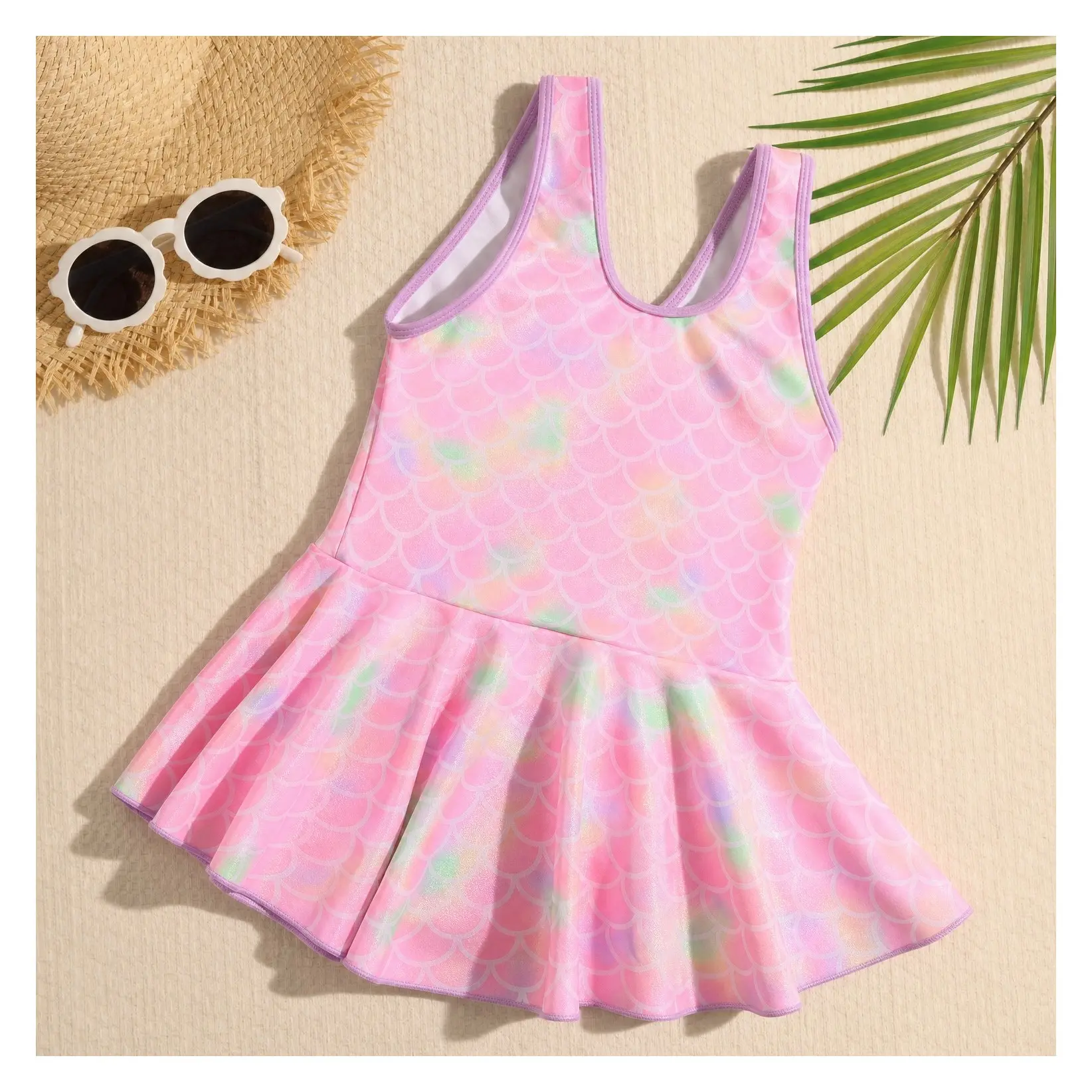 Girls Unicorn Mermaid Rainbow One Piece Swimsuit Bathing SuitGift