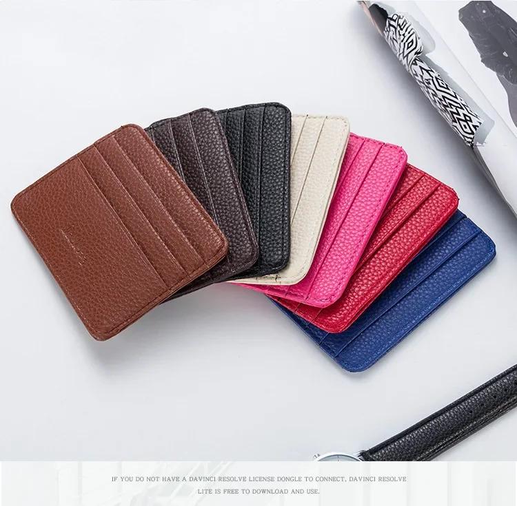 Double-sided PU Leather ID Card Holder Multi-color Bank Credit Card Case Multi-slot Ultra-thin Wallet Business Card Holder Men