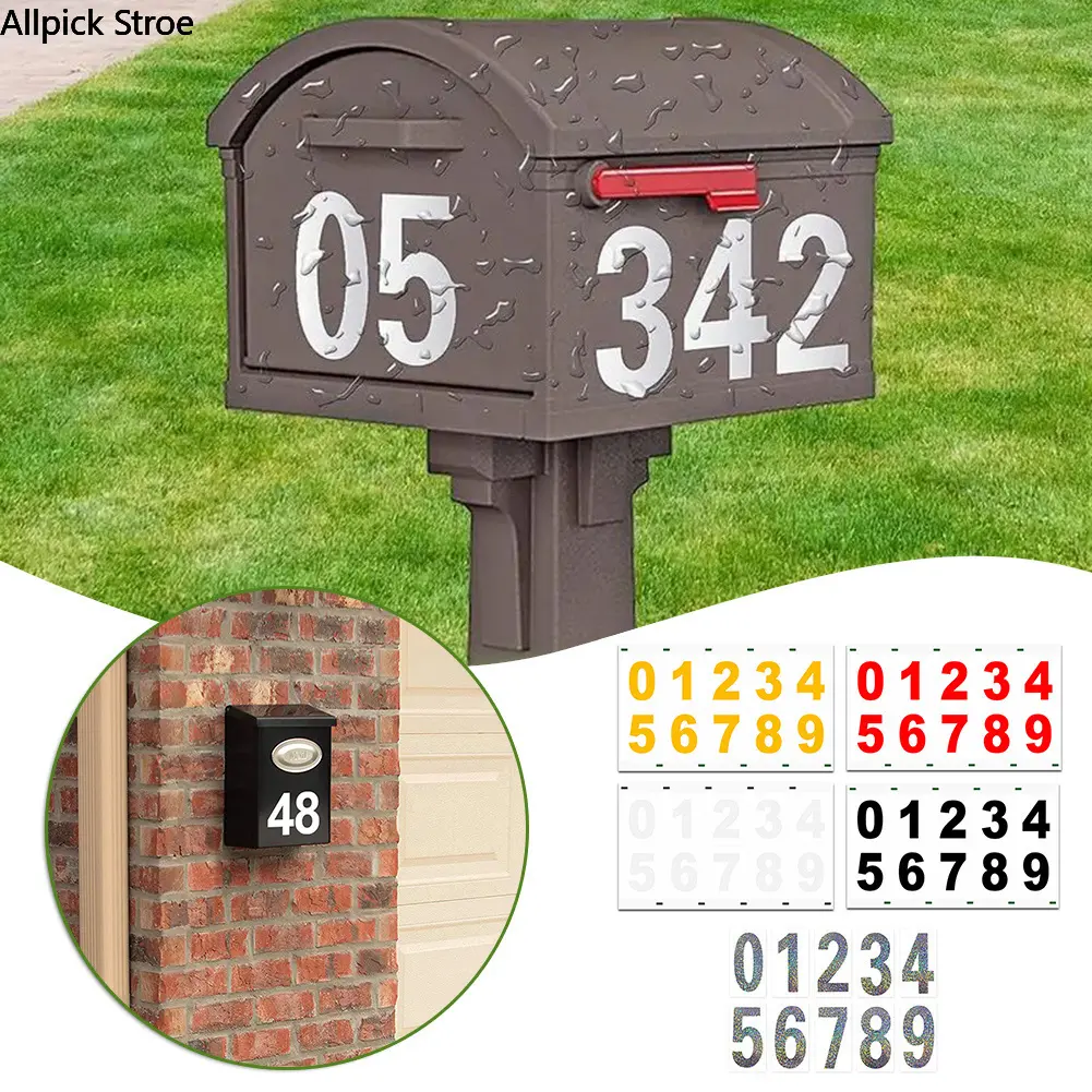 Waterproof Number Stickers, Modern Numerical Self-Adhesive Digits, 2 or 4 Pcs Set for Outdoor Home Doors and Signs, Numerical Digits