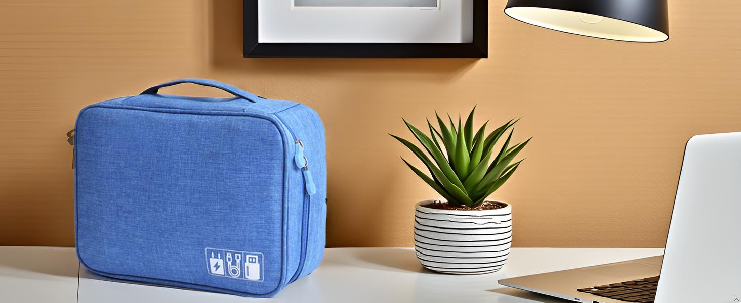 Electronic Accessories Organizer, Portable Travel Cable Storage Bag Tech Pouch with Adjustable Compartments Water-Resistant Handbag for Smart Device Cords Chargers Hard Drives Gadgets
