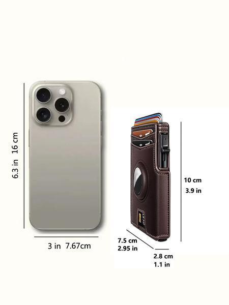Men's Small Wallet Metal Automatic Card Holder ID Case Rfid Anti-Theft Credit Card Clip Airtag Compatible Lost Prevention Purse