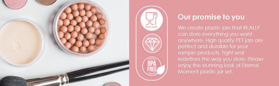 50 count Plastic Jars Round Clear Cosmetic Container with Lids, Slime Jars for Lotion, Cream, Ointments, Makeup, Eye shadow, Rhinestone, Samples, Pot, Travel Storage