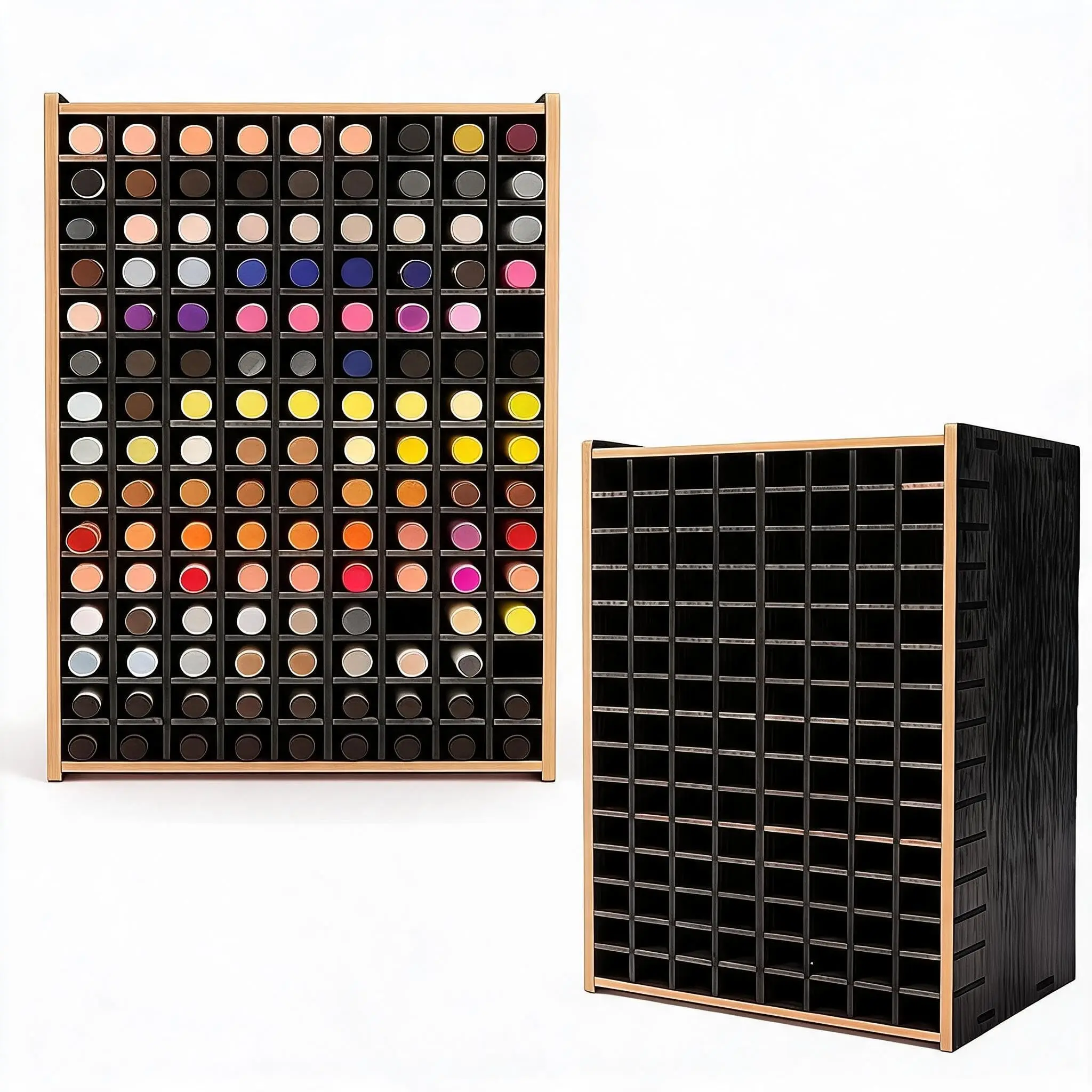 GAOMON Wooden Marker Organizer with 120 Slots, MDF Desk Storage Holder Featuring Grid Compartments, Available in Black, Cherry Wood, and Maple, Perfect for Paint Markers, Art Supplies, Craft Beads, and Stationery