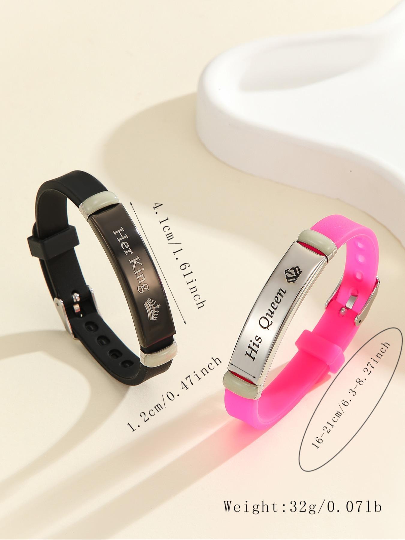 Couple Crown Pattern Luminous Couple Bracelet Set, Fashionable Glow in The Dark Bracelet for Women & Men, Trendy All-match & Exquisite Jewelry for Birthday Gift, Fashion Accessory