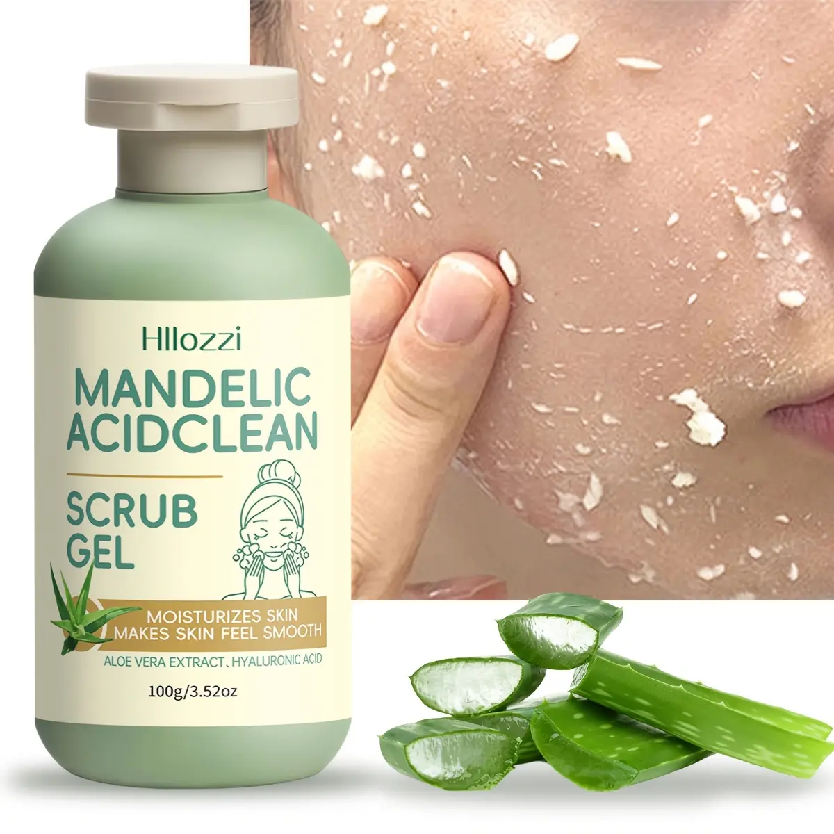 100g Mandelic Acid Exfoliating Clean Scrub Gel, Gentle Facial Peeling Cleanser, Deep Cleansing Pore Care, Smooth & Bright Skin, Mild Face Wash Gel for Daily Skincare