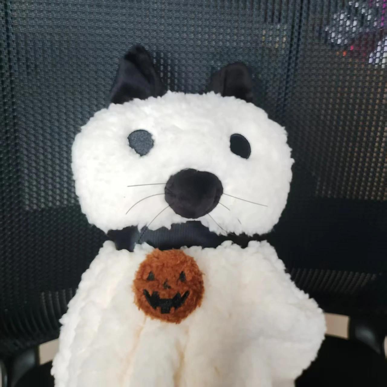 Gus the Ghost with Pumpkin Plush Toys Dog Cat Bat Soft Stuffed Animal Plush Halloween Christmas Gifts for Kids Home Decoration