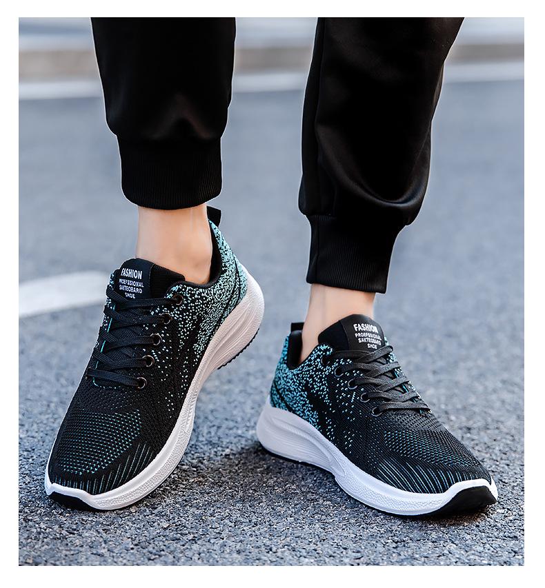 New men's sports shoes with soft soles, comfortable running shoes, breathable fly-knit fabric shoes, popular cross-border export sports and casual shoes