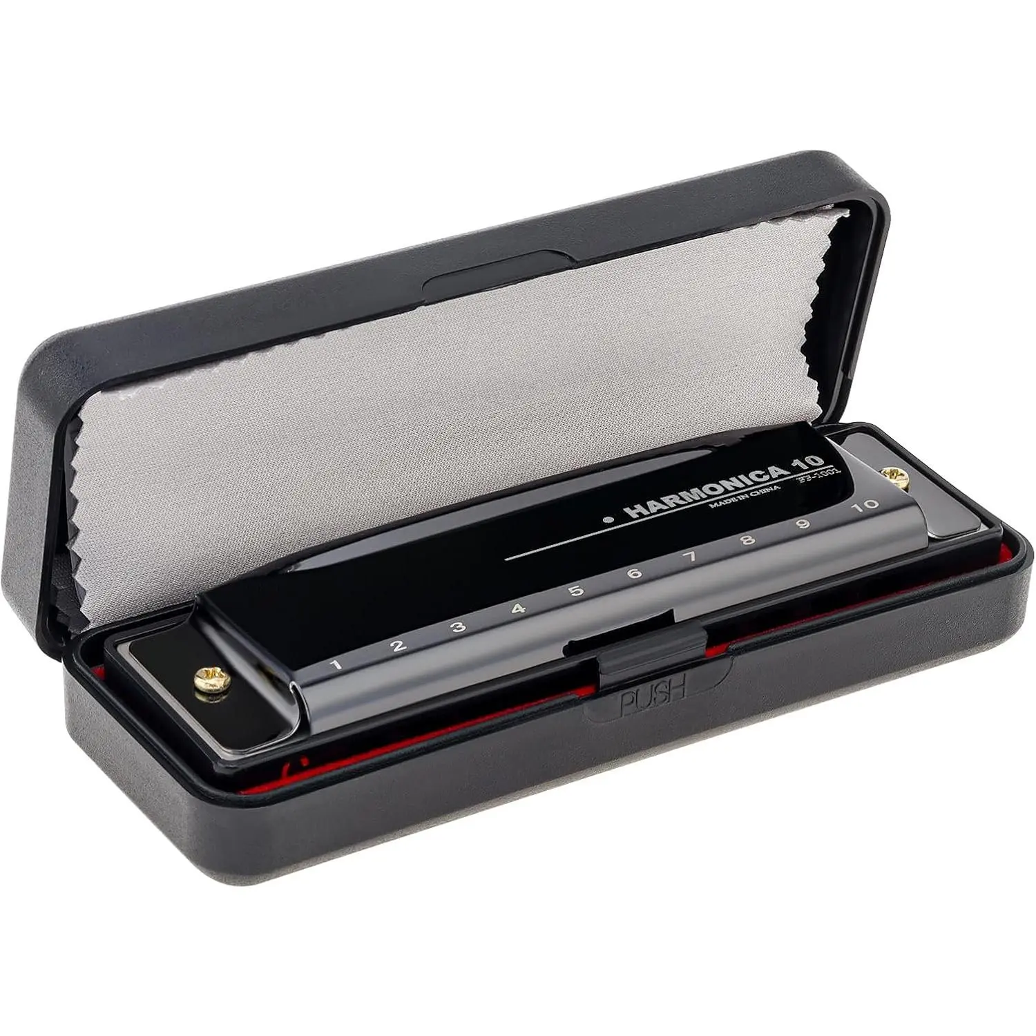 Blues Harmonica Harp Mouth Organ, 10 Holes C Key Harmonica for Adults Beginner