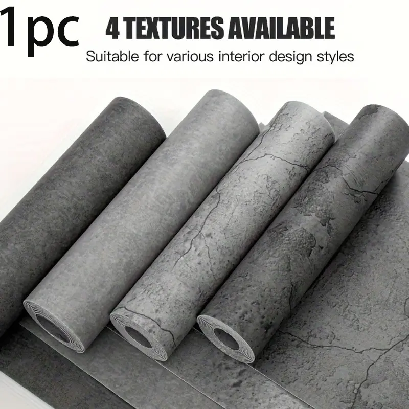 Industrial Style Vintage Concrete Wallpaper, Self-Adhesive Modern Cement Wall Paper, Removable Vinyl Roll for Bedroom Bathroom Kitchen