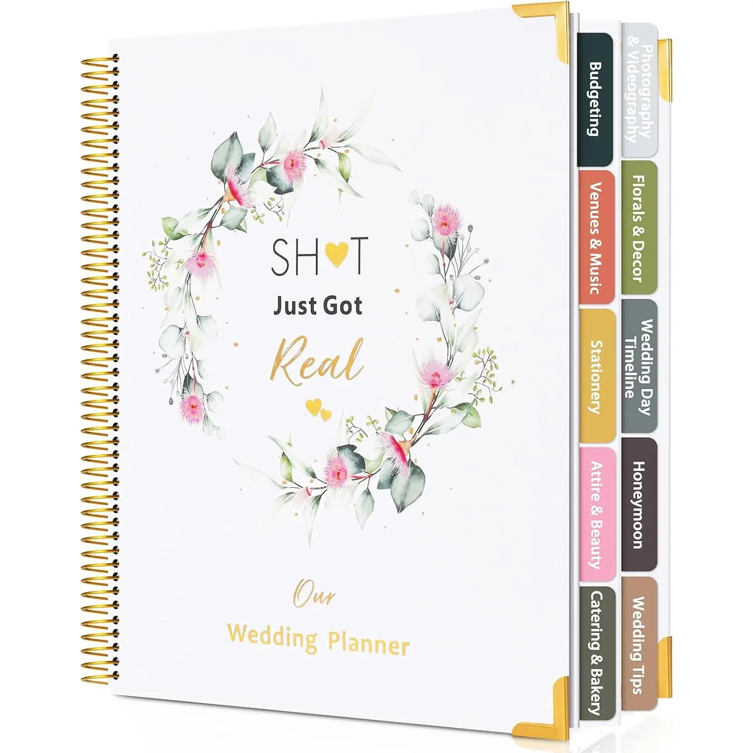 Wedding Planner Book and Organizer-196 Pages Bridal Wedding Planning Book with Sticker Checklists and Calendars for Bride To Be,  Engagement Gifts for Newly Engaged Couples