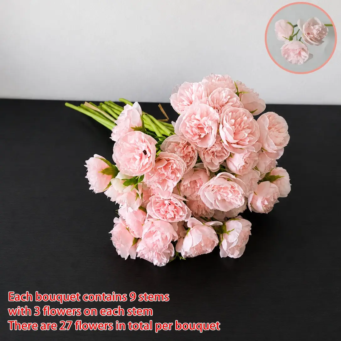 Artificial Peony Flower Bouquet, 2 Counts Faux Flower Bouquet, Fake Peonies, Decorative Flowers for Home Party Wedding Anniversary Festival, Ornaments