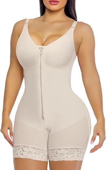 Large Size Colombian Faja Waist Trainer Full Body Shapewear For Women Tummy Control Hourglass Figure Unlined Plunge Thong Bodysuit