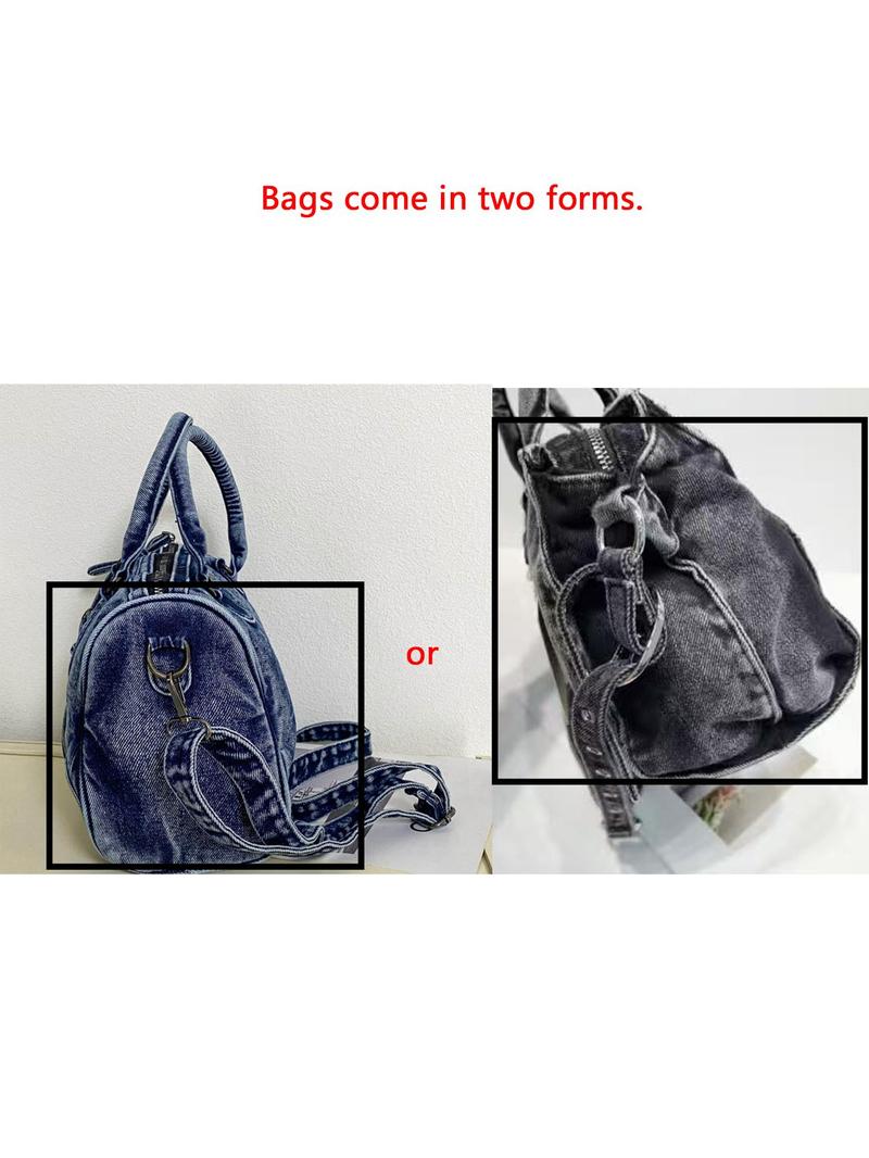 Women's Fashionable Denim Boston Bag, Casual Large Capacity Crossbody Bag for Daily Used, Trendy All-match Commuter Bag, Denim Shoulder Bag, Ladies Purse