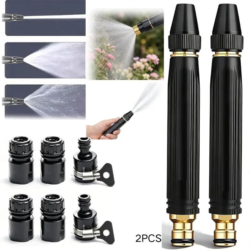 Garden Water Hose Nozzle, Adjustable Flow Water Spray Nozzle, water spray nozzle Multipurpose Garden Sprayer Nozzle with Quick Connect Fittings, 2 Pack Handheld Water Nozzle for Lawn Plant Watering Car Washing Pet Bathing Outdoor Cleaning