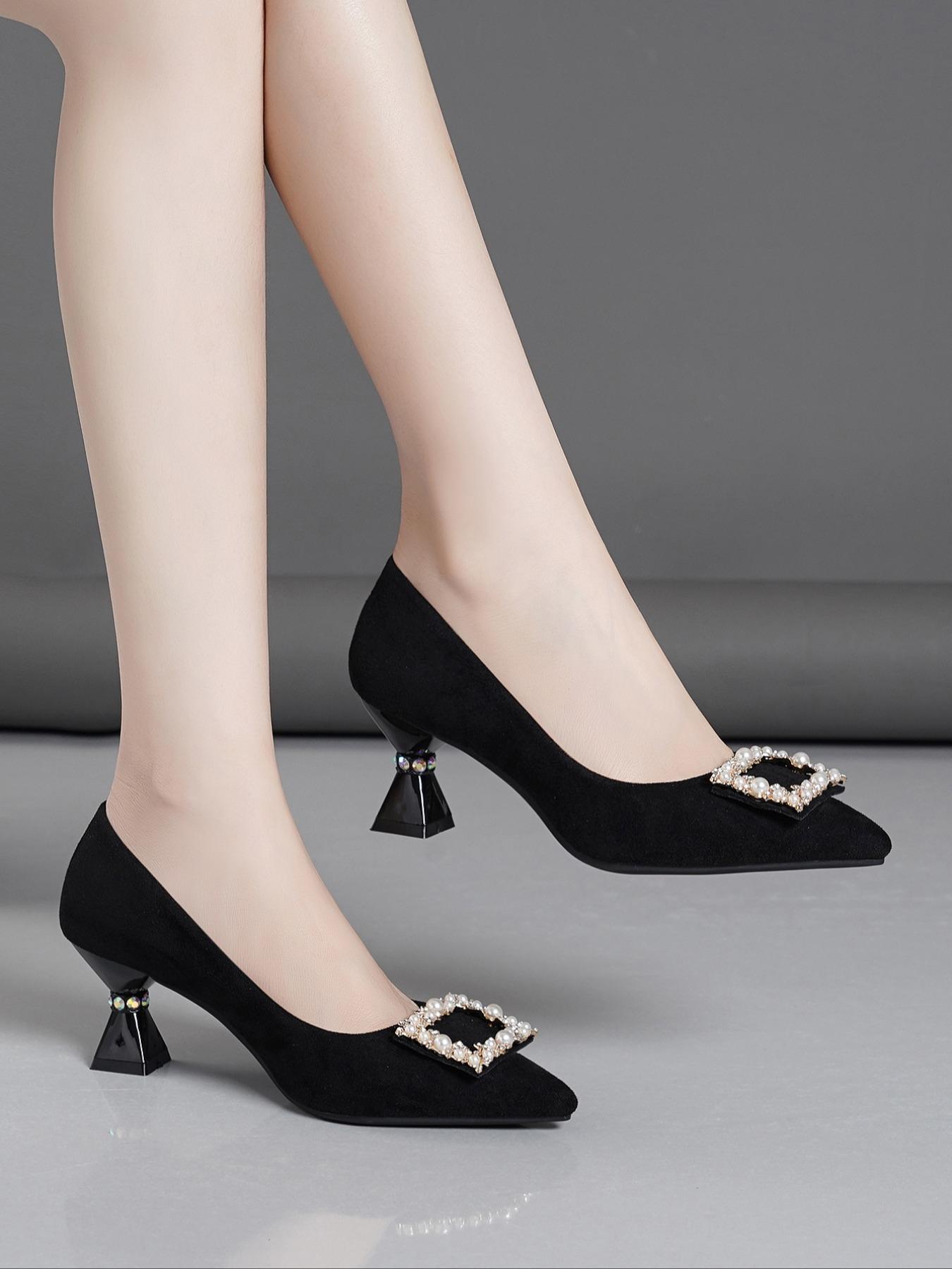 Women's Fashionable Faux Pearl Decorated High Heel Shoes, 2024 New Style Elegant Pointed Toe Decorative Heel Pumps for Party, Daily Clothing Decor for Women & Girls
