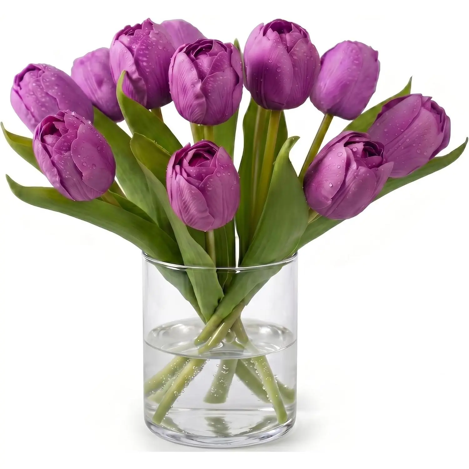 Shiningfuture 2 Bunches Premium Moist Touch Artificial Tulips Fake Flowers, 6 Stems per Bunch, Long-Lasting & No Maintenance,Realistic Silk Tulip Flowers for Home Decor, Wedding, Table Centerpieces