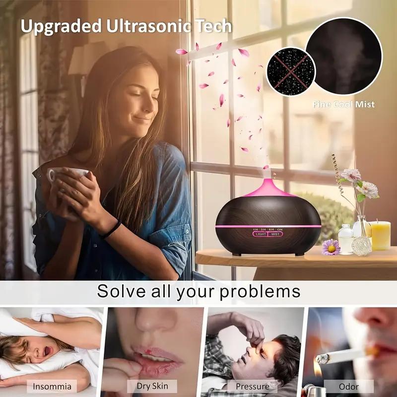 Essential Oil Diffuser 18.6oz, Ultrasonic Aromatherapy Diffuser Mist Humidifiers, Humidifier With 8 Color Lights, 4 Timer Setting, Auto Shut-Off, Office Home Bedroom Living, Large Room Essential Oil Diffuser 18.6oz, Ultrasonic Aromatherapy Diffuser Mist Humidifiers, Humidifier With 8 Color Lights, 4 Timer Setting, Auto Shut-Off, Office Home Bedroom Living, Large Room