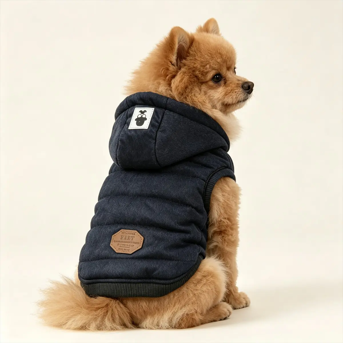 Thick Hooded Pet Coat, Retro Style Pet Jacket, Easy-On Button Closure, Ribbed Edge, Warm and Windproof, Fits Small Dogs and Cats, Dachshund Clothes
