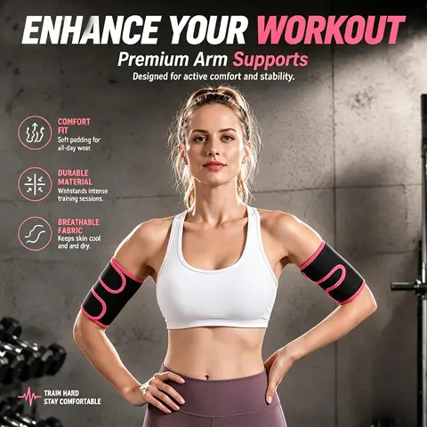 Arm Trimmers for Women & Men,Sauna Sweat Arm Trainer,Adjustable Sweat Arm Shaper Bands(a pair), Black, Compression Arm Shaper