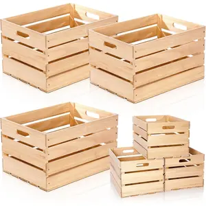 3 Pack Large  Crates Box for Storage Unassembled 20 x 14 x 11'' Wooden Milk Crates with Handles Decorative Nesting Box for Display Unfinished Rustic Decor DIY Office  Retail Art Craft