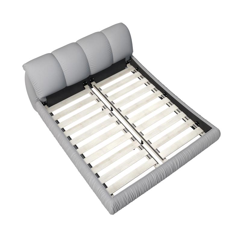 King Size Luxury Upholstered Platform Bed with Oversized Padded Backrest and Solid Wood Frame,suitable for Multiple heights of mattresses,Grey(Old Sku:W1885S00007) RR King Size Luxury Upholstered Platform Bed with Oversized Padded Backrest and Solid Wood Frame,suitable for Multiple heights of mattresses,Grey(Old Sku:W1885S00007) RR