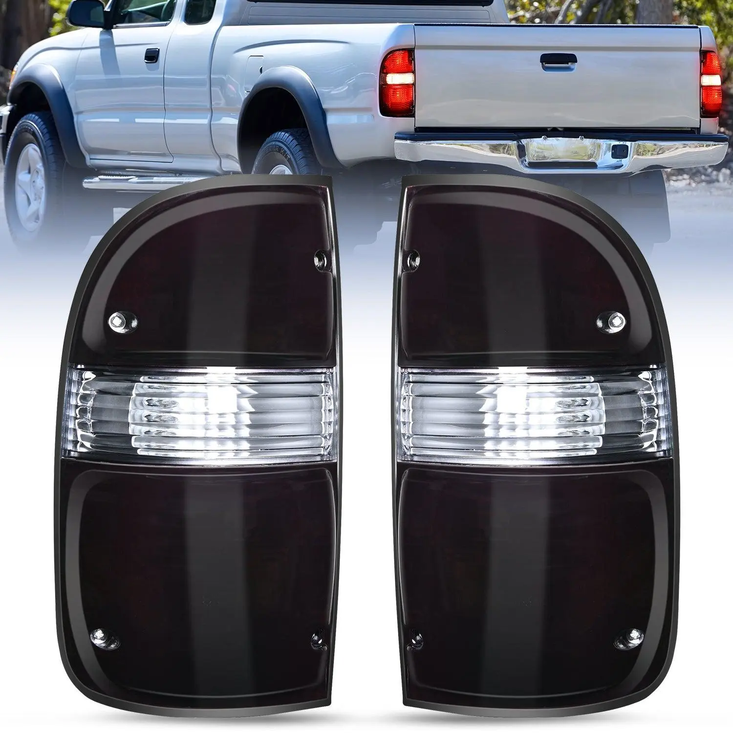 Nilight 1-Pair Automotive Car Light Taillight Assembly - Corrosion-Resistant Polycarbonate Dark Red Housing, Luminous Plug-In Type Rear Lamp Replacement, Car Accessories for 2001-2004 Toyota Tacoma (Driver & Passenger Side, Humidity-Resistant)