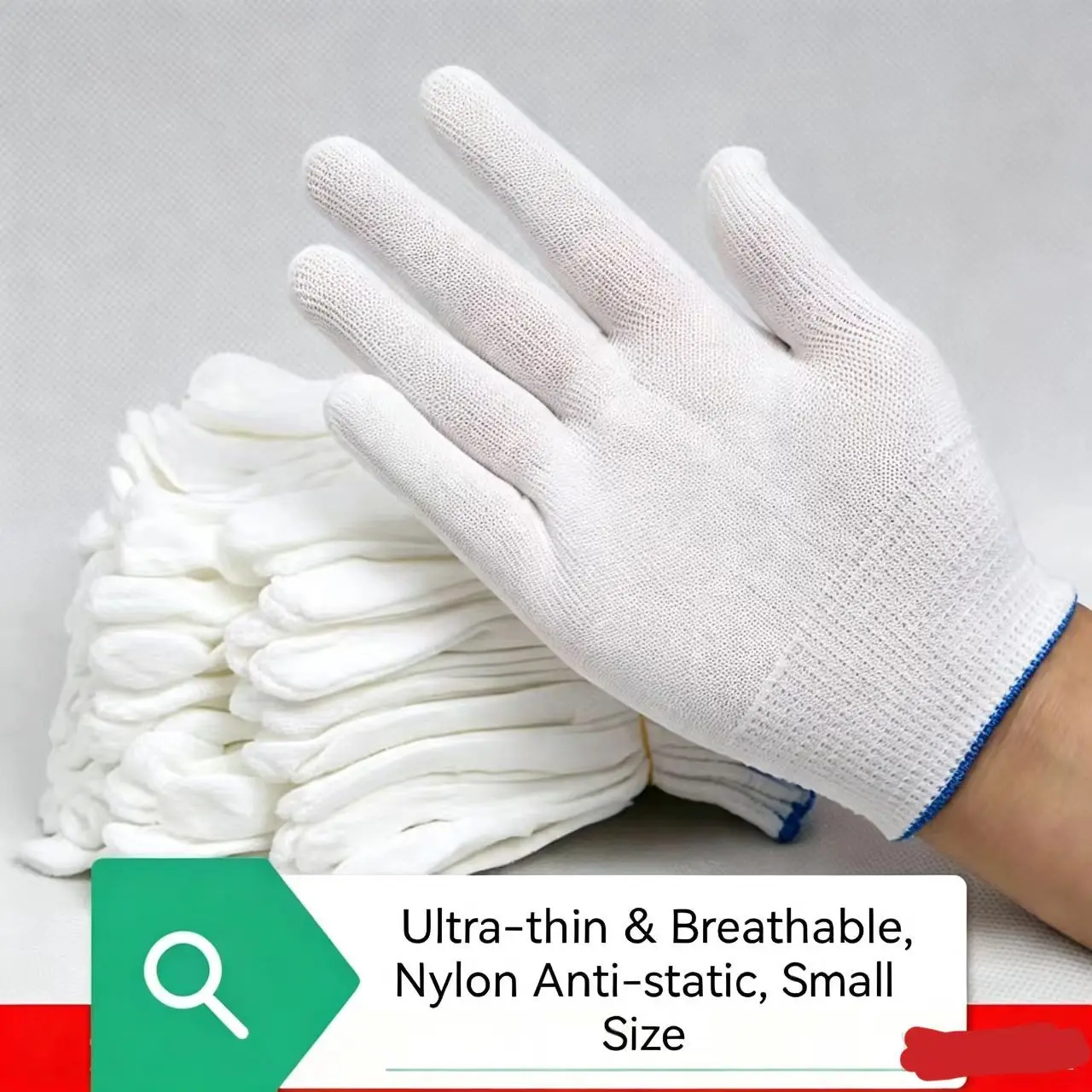 10 Pairs Gloves, Small Size, Soft and Comfortable, Ultra-Thin Breathable Nylon, Anti-Static, Lightweight, Ideal for Daily Use