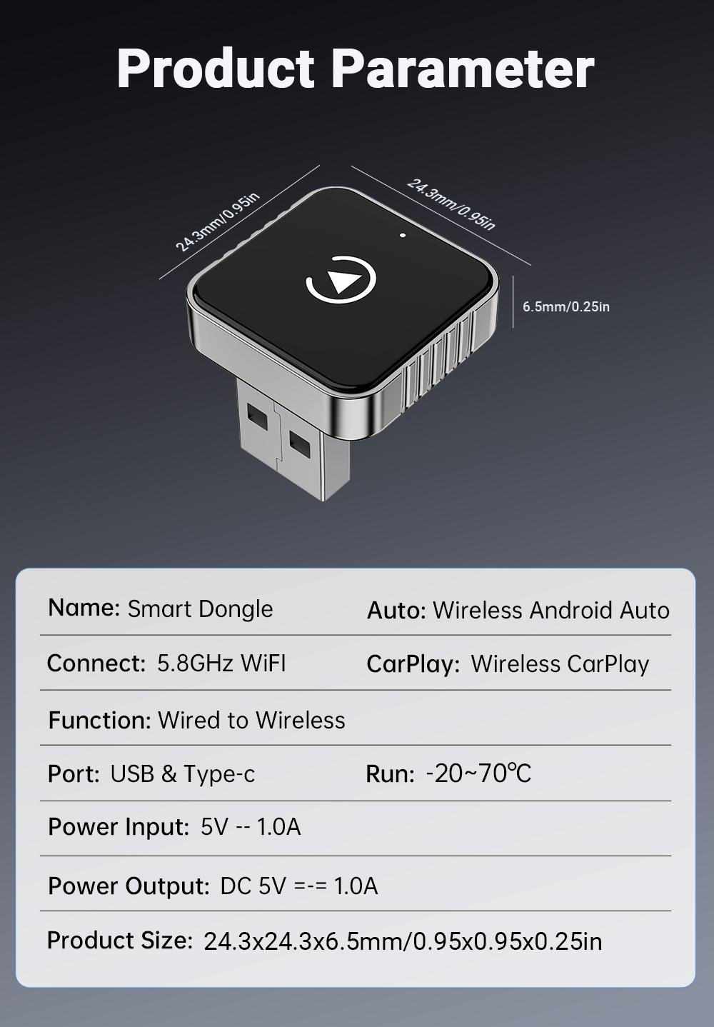 New Super Mini Carplay AI Box Wired to Wireless CarPlay&Android Auto 2in1 Box 5GHz WiFi5 for 99% Original Wired CarPlay/Auto Car