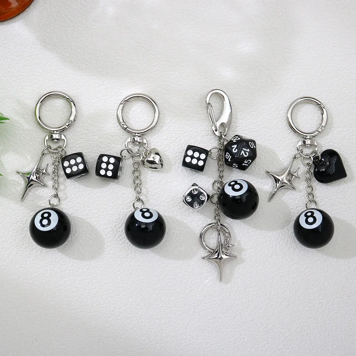Unique Shaped 8-Ball Billiard Keychain / Bag Charm – Distinctive Design Accessory