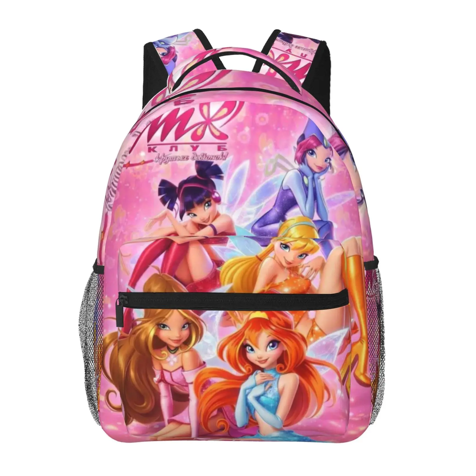 Cute Cartoon Anime Winx1 Printed Kids backpack, Comfort Adjustable Straps Daypack Lightweight Book Backpack for Boys Girls School & Outdoor Travel