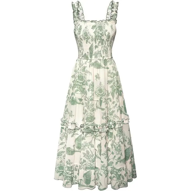 Floral Dress for Women Flowy Sundress Smocked Cottagecore Dresses
