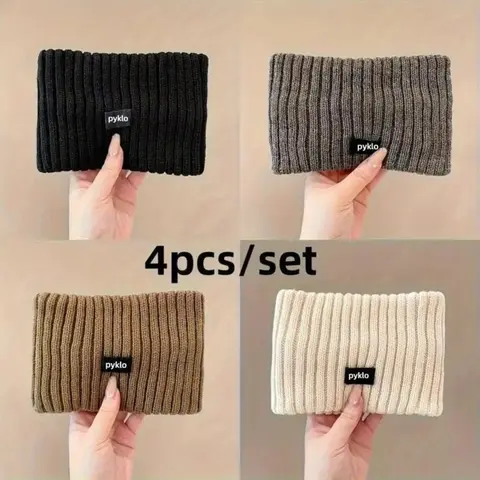 Unisex 4-Pack Soft Stretch Solid Color Headbands with Warm Ear Protection - Snug Fit for Cold Weather, Daily Outfits, Headbands for Women Suitable for Ages 4+