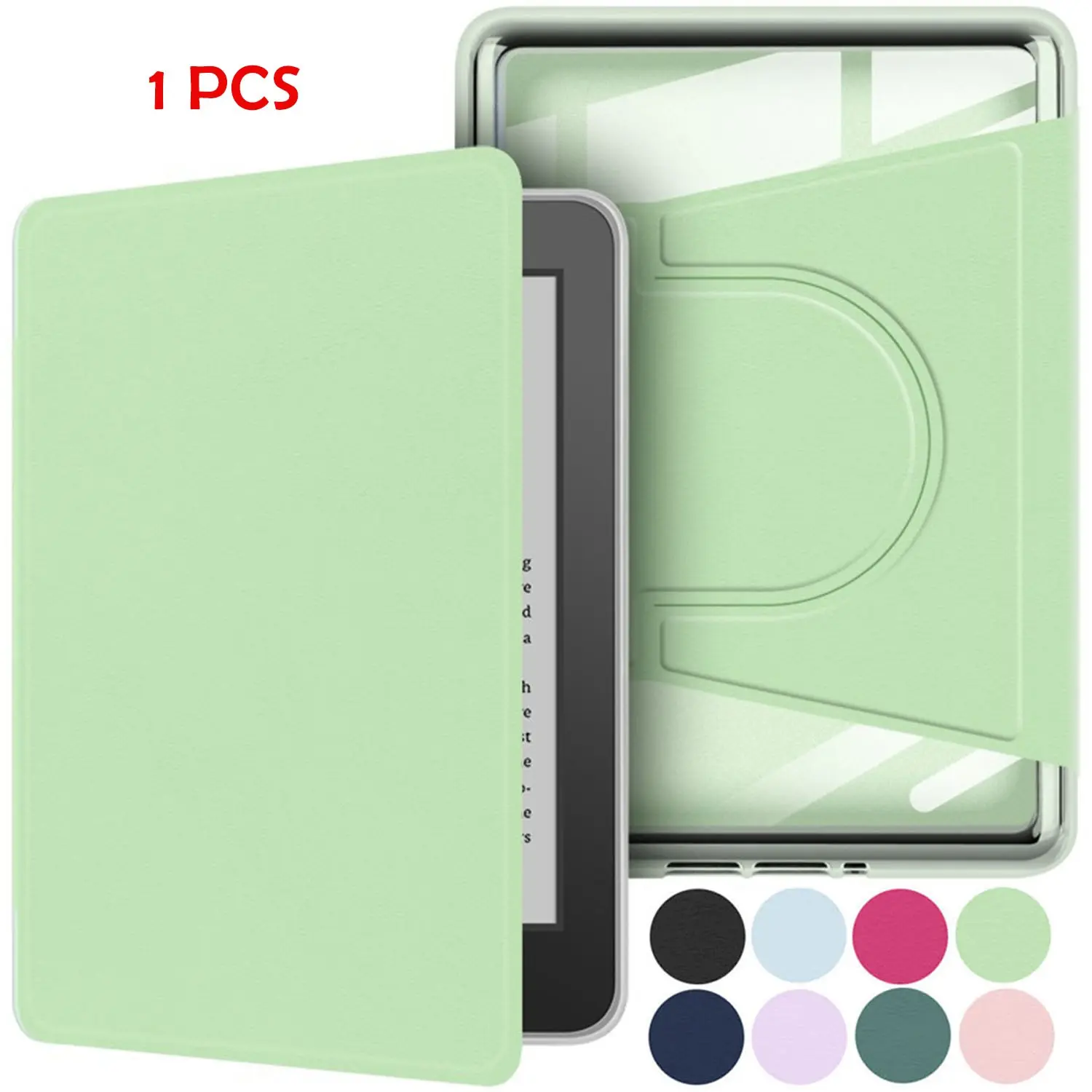 360 Degree Rotating Acrylic Magnetic Bracket Case, Tablet Accessories, for Kindle 2024/2022 11th Generation 6-Inch Model No. RS23CV, Detachable Protective Adjustable Stand Cover with Clear Back and Auto Sleep/Wake (Case Only)