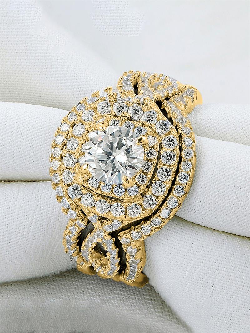 Women's Elegant Rhinestone Decorated Ring (3pcs/set), Exquisite Trendy Rings, Fashionable Hand Jewelry for Women As Gift, Elegant Casual Ring