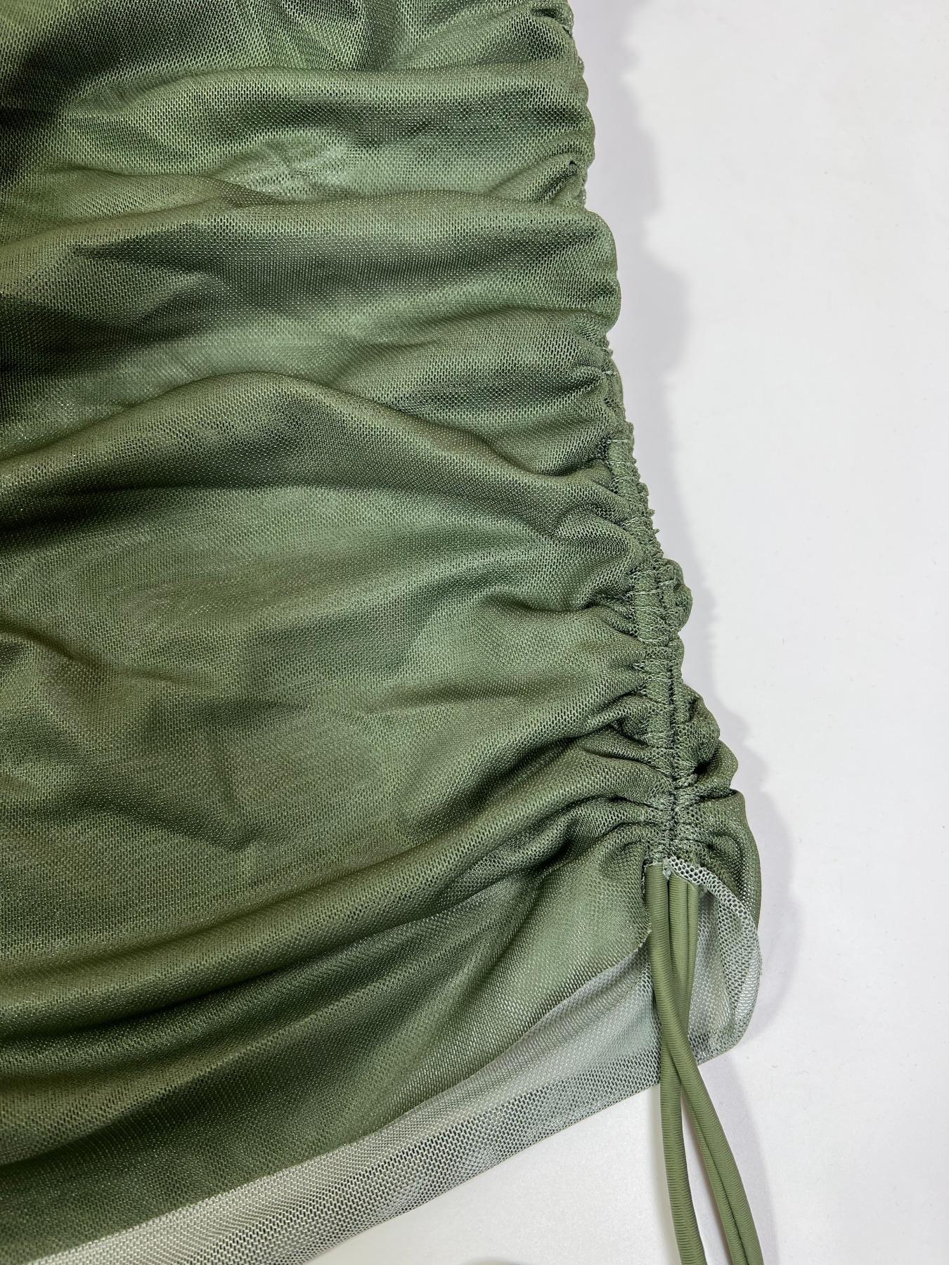 Two-piece Set Women's Solid Color Bikinis Set, Sexy Fashion Swim Top & Swimwear Set for Beach Holiday Vacation, Ladies Swimsuit for All Seasons, Ruched Swim Suits