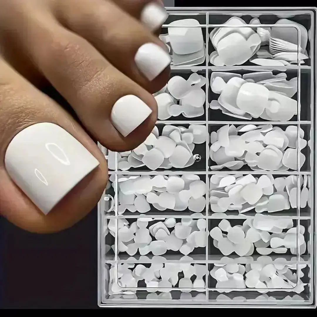 240pcs Short Square Toe Nails, Solid Color Nail Set, Boxed Manicure Kit, DIY False Toe Nails, Wearable Toe Stickers, Fake Nails, DIY False Toenails