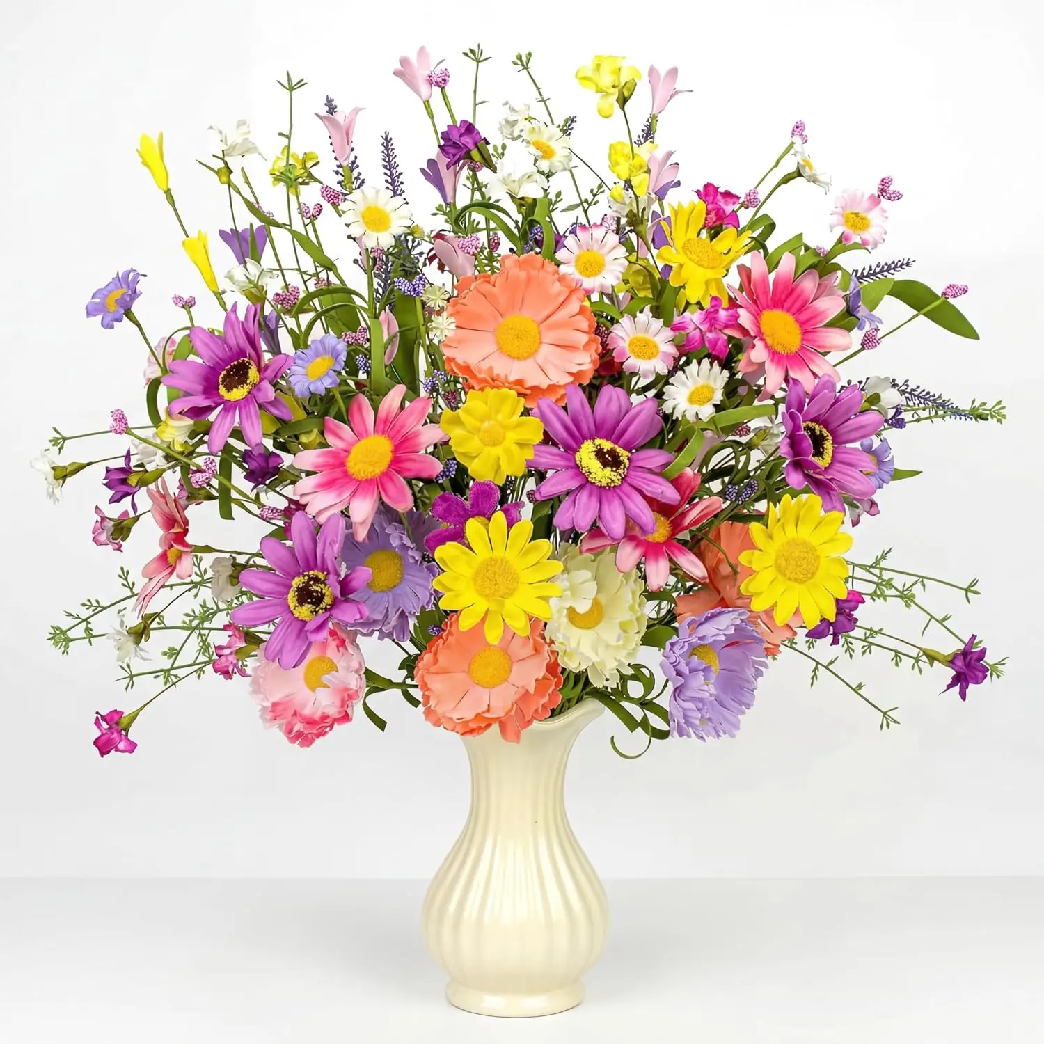 24 Pcs Artificial Wildflowers Flowers 17 Inch Summer Fake Plants Floral Picks Decoration Colorful Silk Spring Daisy Stems for Arrangements Centerpieces Vase Indoor Outdoor Home Wedding Supply