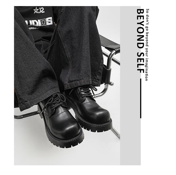 Men's Lug Sole Derby Shoes – Platform Chunky Workwear Boots, Low-Top Casual 96069-K