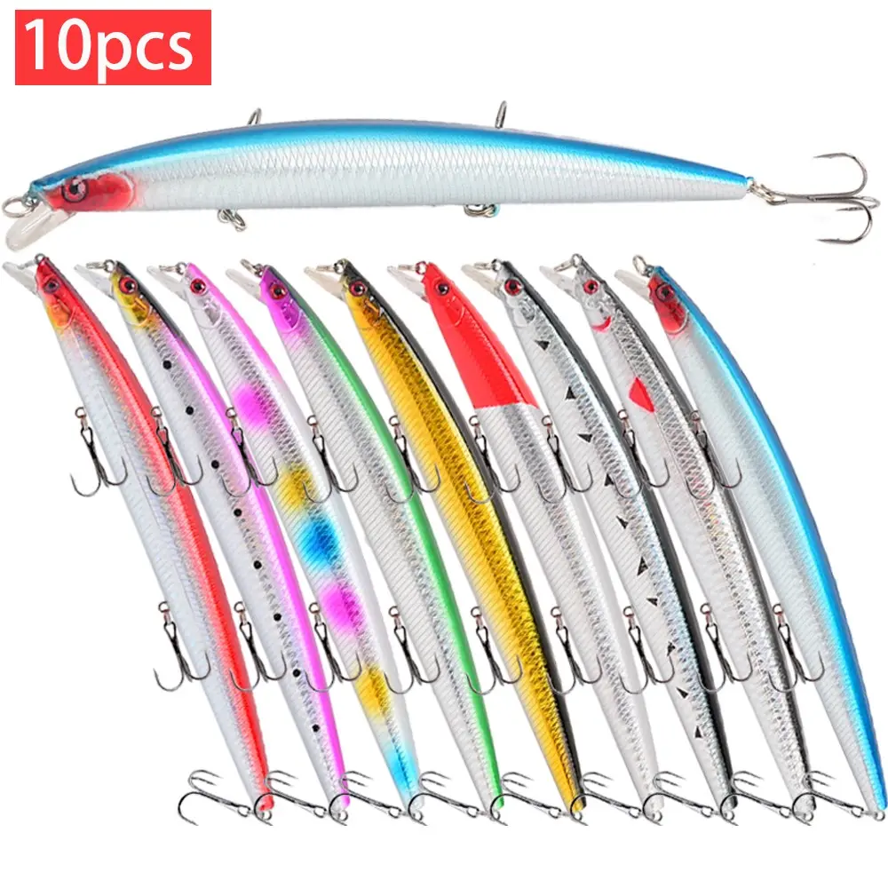 Jerk Baits for Bass Fishing, Jerkbait Fishing Lures, Minnow Lures Jerk Bait for Freshwater/Saltwater Fishing Lures for Trout Pike, 10pcs