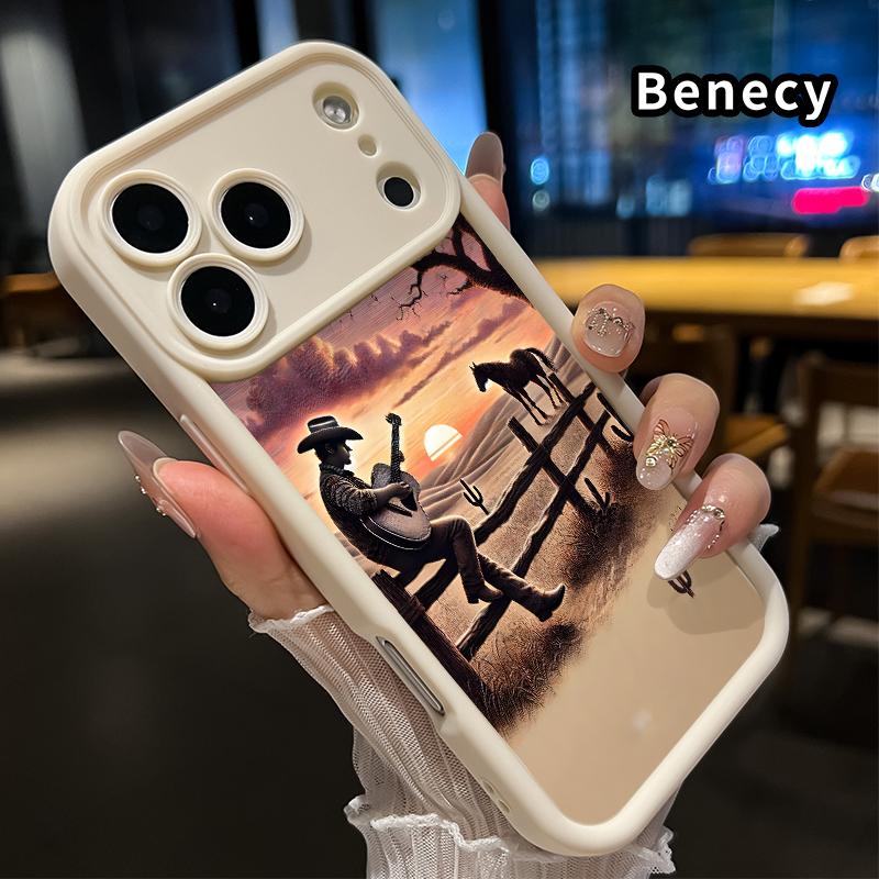 TPU Phone Case for iPhone 17 Pro Max 16 15 14 Plus 13 12 Mini 11 XR X XS Air E Western Culture Cowboy Pattern Pocket-Friendly Shockproof Silicone Protective Soft Smartphone Casing