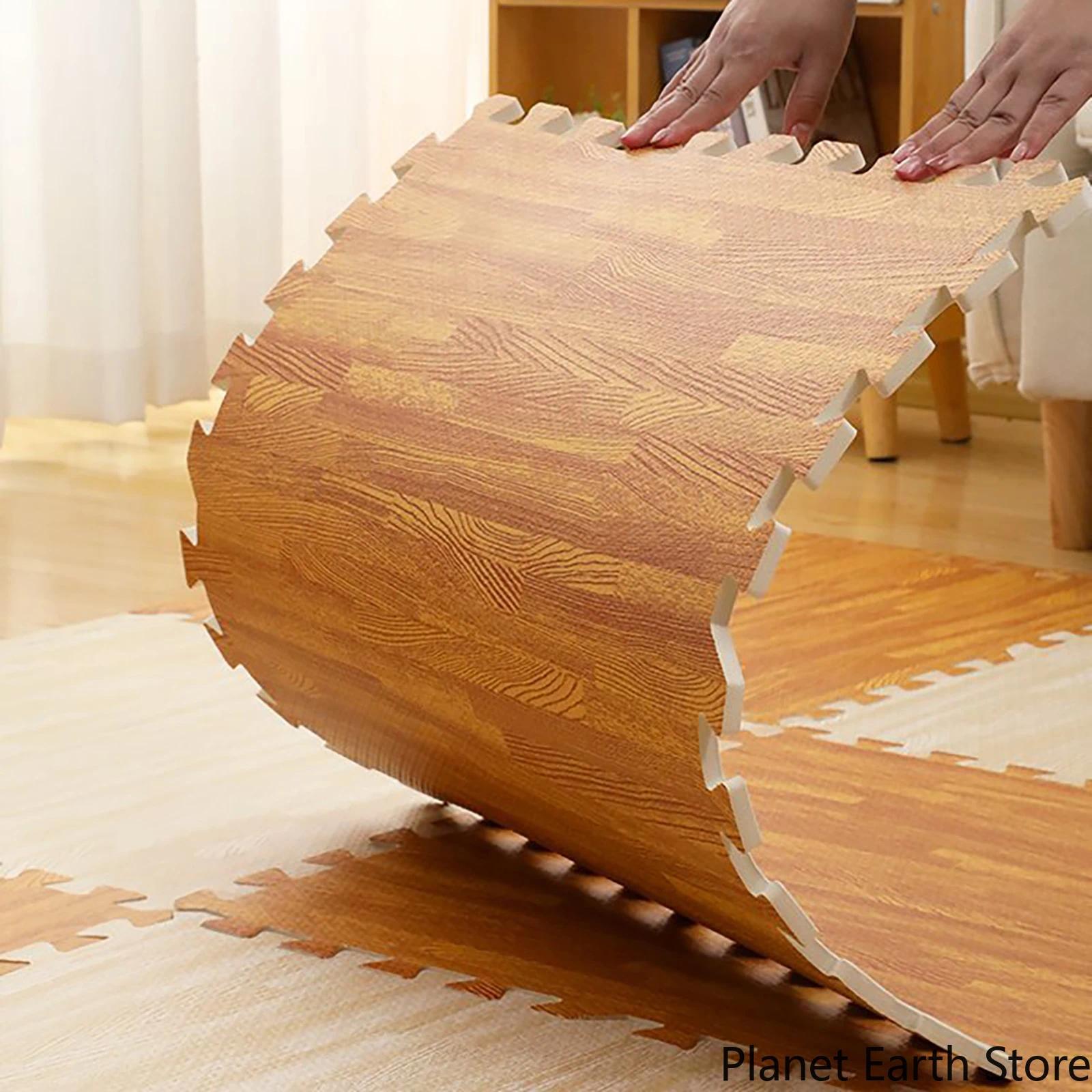 4/8/16/20Pcs Wood Grain Puzzle Mat 30x30x1CM Foam Play Mat Rug Floor Mat Carpet Play Mat Bedroom Decorative Interlocking Pad Mat