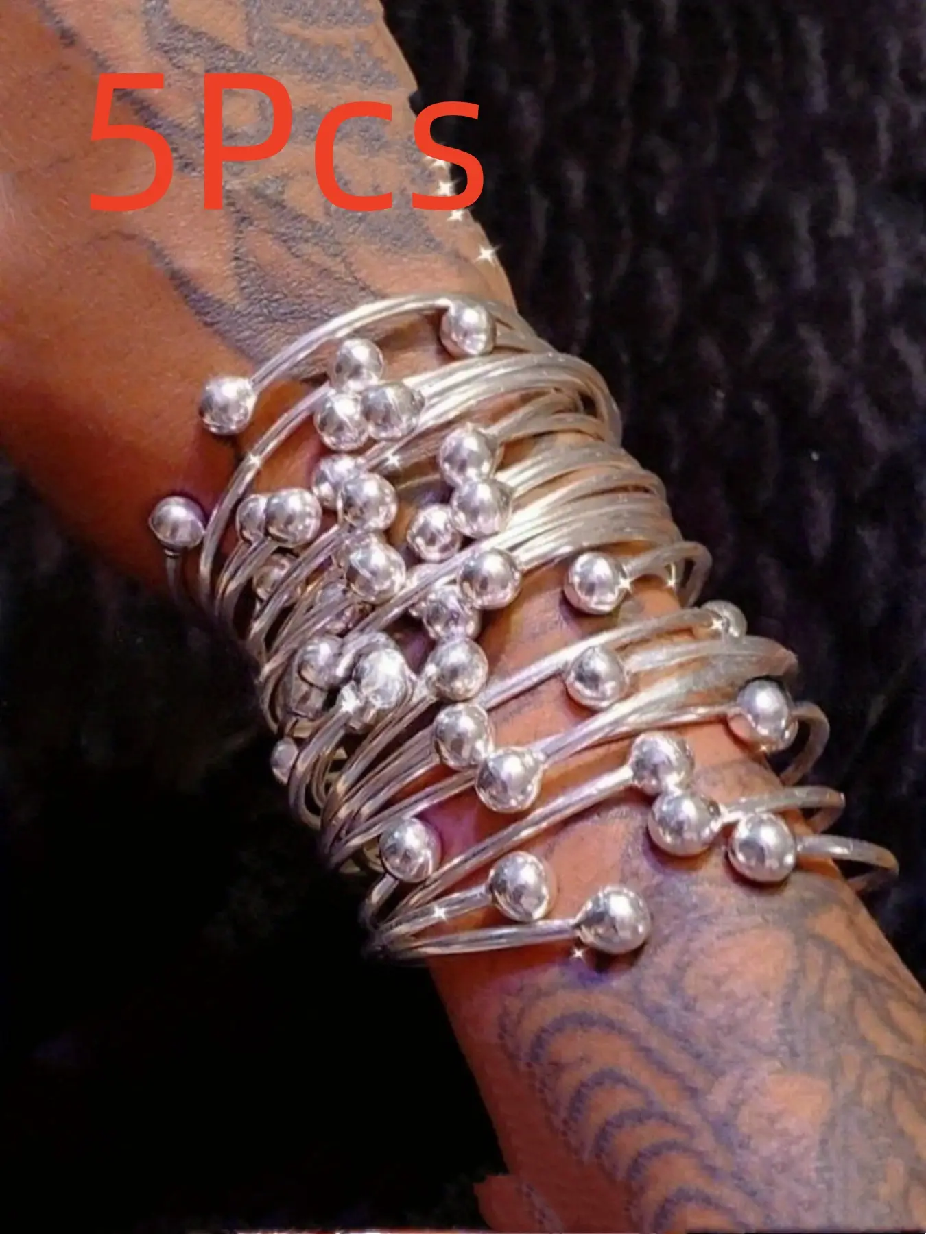 5Pcs Minimalist Fashion Unique Silver Open Bangle for Women Suitable for Daily Dating and Party Wear Distinctive Gift for Good Friends.