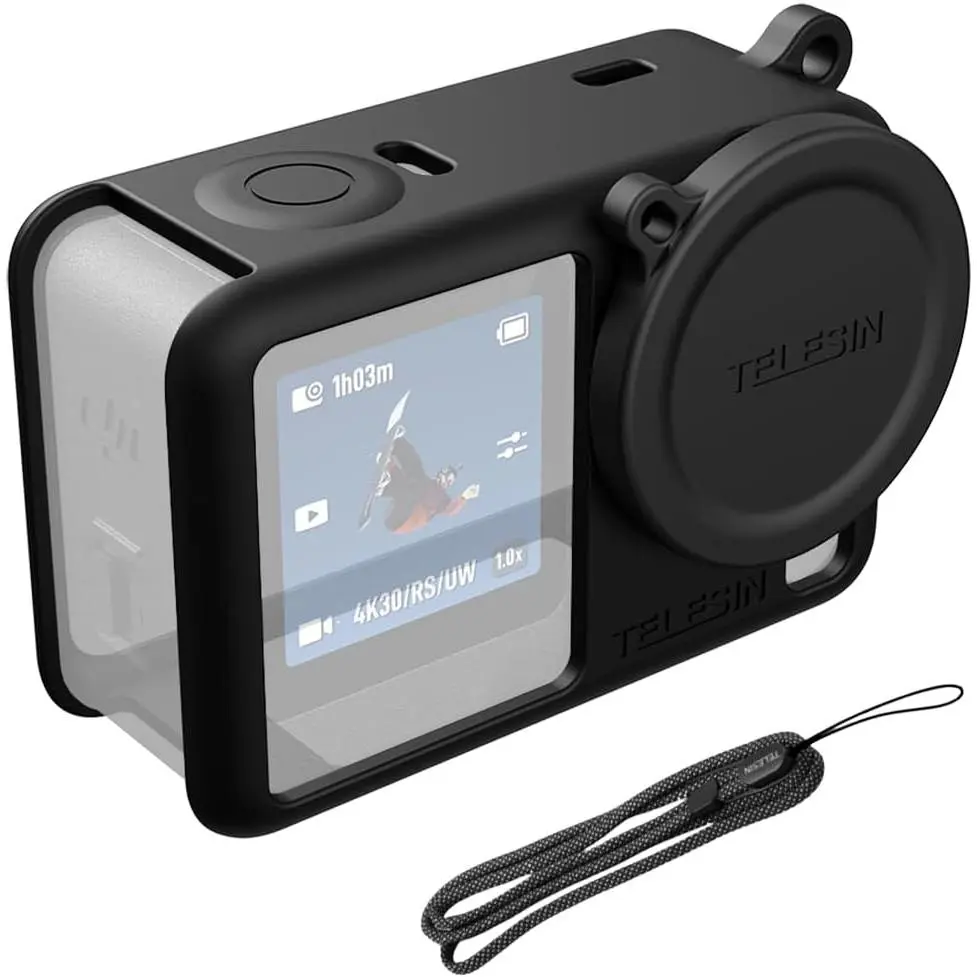 cover Set for   Action 6 Camera With Lanyard/Slicone case/Lens Cap,Simple installation Comprehensive protection (Black)