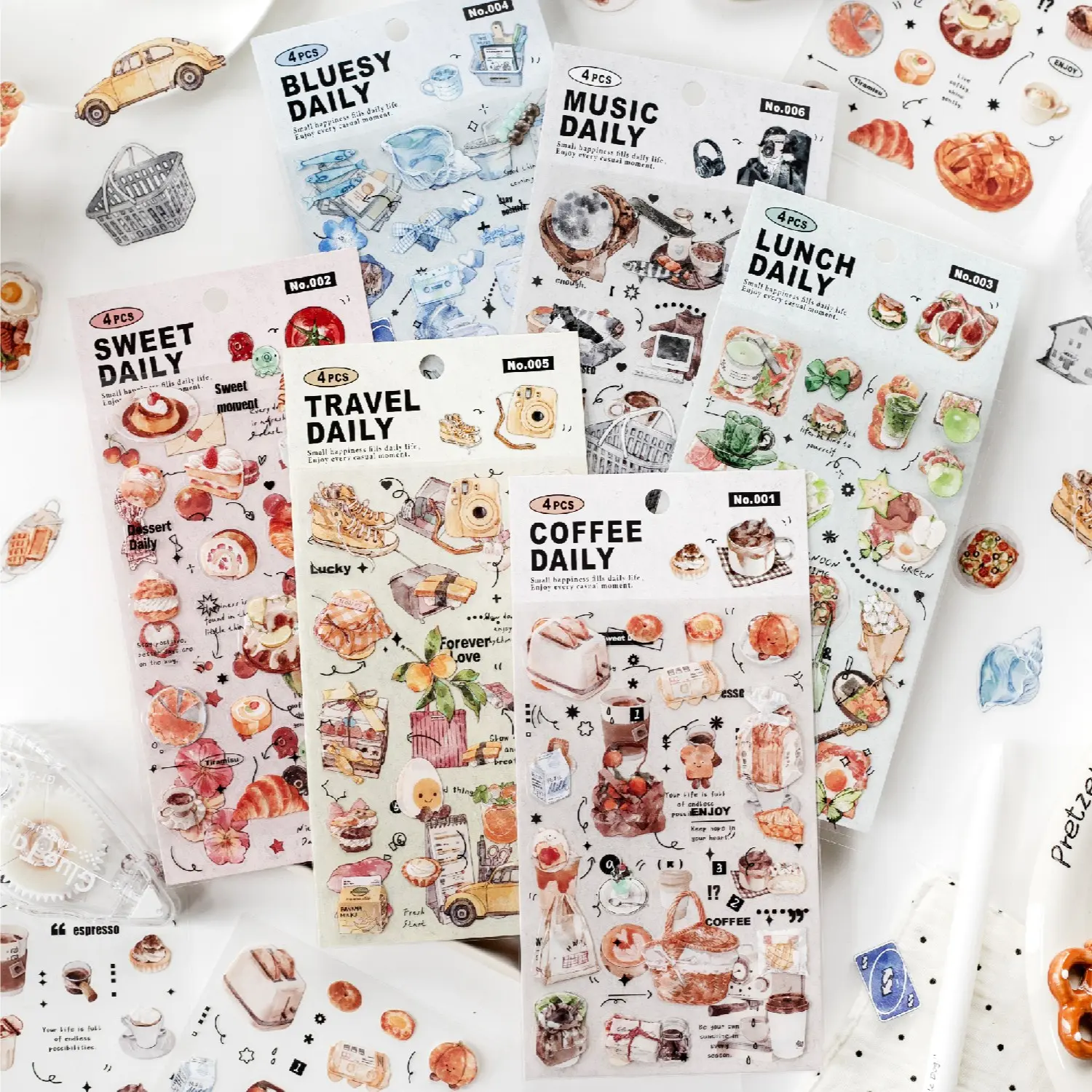 6 Bags Tea Time Series Stickers, Cool Afternoon Tea Patterns, Notebook Planner Stationery Water Bottle Decorations, Perfect Gift for Holidays Birthdays, Illustration Stickers