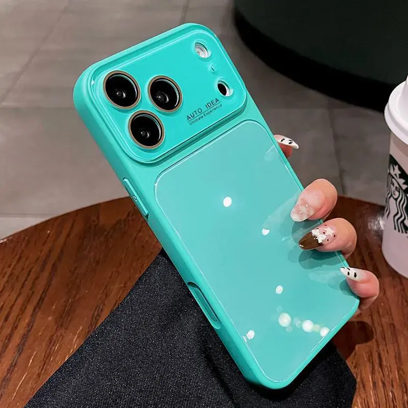 Cute Glossy Smooth Soft TPU Phone Case, Skin-Feel Soft TPU Bumper & Hard PC Back, Full Lens Protection, Cute Minimalist , Compatible with iPhone 17/16/15/14/13 Pro Max Plus Air, Tiffany Blue